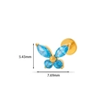 Golden butterfly labret with blue zircons and size measurements for ear piercing - Gold Blue