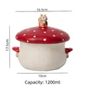 Cute red mushroom ceramic soup pot with squirrel handle and 1200ml capacity - Tz-306 Mushroom-shaped Instant Noodle Bowl