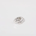 Silver-finished stainless steel open ring featuring a floral engraved oval face design - January / Birth Flower Ring
