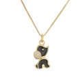 Minimalist gold box chain necklace with a black enamel puppy pendant and zircon accents - Black Puppy