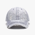 Casquette de baseball en jean délavé bleu clair avec détails déchirés et boucle métal - Réglable / Bleu