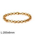 Pulsera de cadena de eslabones dorados de acero inoxidable para hombres y mujeres 200x6mm - Pulsera Dorada (KB126605-Z)