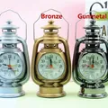 Retro lantern-style motorcycle clock in bronze and black gold with Paris dial - Kerosene Lamp Style Alarm Clock