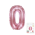 Pink metallic foil number 0 balloon in retail packaging for party decorations - 40-inch Jelly Powder With Paper Card