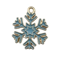 Ciondolo a fiocco di neve dorato con smalto azzurro per la creazione di gioielli - Fiocco di Neve (18061) / 1 Pezzo (18x22mm) / Blu Lago