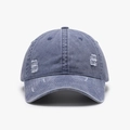 Cappellino da baseball blu lavato con dettagli consumati e stile vintage in cotone - Regolabile / Blu Denim