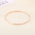 Brazalete redondo minimalista de acero inoxidable chapado en oro de 18K 3,6 mm, oro rosa - Diámetro Interior 55*3,6 mm / Oro Rosa (Anillo Único)