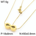 Golden stainless steel infinity symbol snake chain necklace with adjustable 450mm length - Gold Necklace (KN290510-Z)