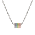 Pendente arcobaleno su catena a fune argentata con design in smalto a sei colori - Collana a Catena di Corda / Argento