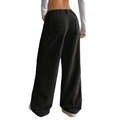 Pantalones de pana negra de talle alto para mujer con pernera ancha y bolsillos traseros - S / Negro
