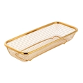 Rectangular golden stainless steel mesh organizer tray for cutlery and kitchen storage - Gold