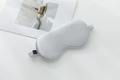 Silver 22mm mulberry silk eye mask with elastic strap for light blocking and sleep - Silver Grey