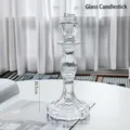 Extra-large vintage ribbed crystal glass candlestick holder for 2cm taper candles - Extra Large Flower Shape Glass Candle Holder