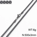 Zwarte roestvrijstalen visgraat ketting met karabijnsluiting, 500x3mm vierkante schakels - 500*3mm / Zwart