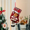 Calza di Natale in iuta con renna in peluche 3D e maglione scozzese da appendere - Cervo