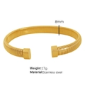 Bracciale rigido dorato minimalista in acciaio inox con texture a coste da 8 mm - Colore Oro 8mm (SZ44)