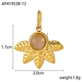 Gold-plated leaf pendant with round gemstone measuring 2.0x1.7 cm weighing 1.8g - Flower Leaf Gold With Amber Stone (AP41953B-12)