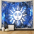 Detailed view of bohemian sun and moon tapestry hanging above minimalist home decor - 73X95CM (Cross-border Brushed) / Dark Blue Starry Sun (GT2143-2)