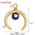 Goldener Evil Eye Anhänger mit blauem Zirkon, Größe 18mm x 15mm für kreativen Schmuck - Blau Mondauge
