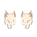 Minimalist rose gold fox-shaped stud earrings in polished metal alloy for women - Wolf Head / Rose Gold