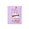 Cute lavender cartoon cat tri-fold PU leather short wallet with inspirational slogans - Purple