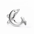 Polished silver dolphin pendant made of durable stainless steel for jewelry making - Dolphin / Steel