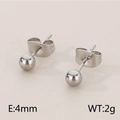 Orecchini a lobo a sfera minimalisti da 4mm in acciaio inossidabile argento lucido - Colore Argento Pieno (4mm)