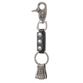 Vintage Leder Schlüsselanhänger mit Punk Totenkopf Schnalle und Metallhaken für Herren - Schwarz