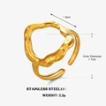 Minimalist 18K gold plated stainless steel hollow irregular ring with adjustable open band - Gold