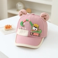Cappellino da baseball rosa per bambini con orecchie da orso e stampa di escavatore - 50cm (1-3 anni) / Rosa