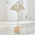 Nordic cream ginkgo leaf metal ornament with a light wood base for home shelf decor - Single Ginkgo Leaf / White