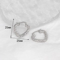 Silver hollow heart hoop earrings with hammer finish texture and a size of 25mm - Silver Heart Hammered (S8)