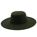 Detail of dark green wool felt hat with a 9.5cm wide brim and textured matte finish - M (56-58cm) / Army Green