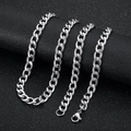 Collana a catena a maglie cubane in acciaio inossidabile argento lucido per uomo e donna - Catena NK Color Acciaio 7mm*60cm
