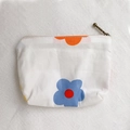 Mini fabric coin purse with colorful floral print and vintage gold zipper closure - Small Flower