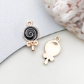 DIY lollipop-shaped alloy pendant in gold and black enamel for jewelry making - Round Lollipop (17516) / 1 Piece (9x18mm) / Black