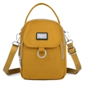 Bright yellow oxford cloth crossbody bag with multi-layer zippers and top handle strap - Yellow