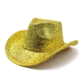 Sparkly gold western cowboy hat with sequins for festive parties and stage performances - M (56-58cm) / Gold