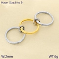 Three-tone interlocking stainless steel band rings in gold and silver finish - US 6