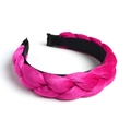 Braided rose pink velvet headband with elegant twisted design for women - Rose Red