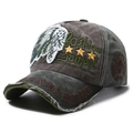 Vintage baseball cap with star embroidery and distressed finish in green and brown - M(56-58cm) / Army Green