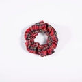 Detail of red plaid pattern scrunchie hair tie on white background with sharp texture - Style #5-Fine Red Black Small Check