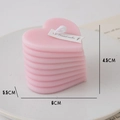 Candela profumata rosa a forma di cuore con texture a strati e cartellino bianco - Cuore a Spirale (Pesca Bianca Oolong) / Rosa