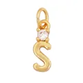 Gold-plated letter S pendant with sparkling zircon stone for DIY jewelry making - Single Stone Letter S