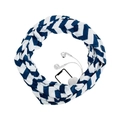 Blue and white chevron infinity scarf with hidden zipper pocket for small gadgets - Wave Pattern Navy Blue