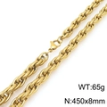 Collar de cadena martillada dorada para hombre con cierre de langosta, 450x8mm - Collar / Dorado / 45cm