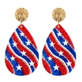 Close-up of teardrop earrings featuring red white and blue glitter and stars stripes - Teardrop Studs