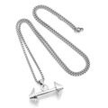 Hip hop dumbbell pendant necklace for men made of polished silver stainless steel - Silver