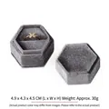 Grey hexagonal velvet jewelry box for rings with lid, size 4.9x4.3x4.5cm, weight 30g - Gray