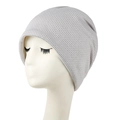 Chic grey-white marled knit beanie hat with fine textured finish for winter fashion - L (58-60cm) / Beige